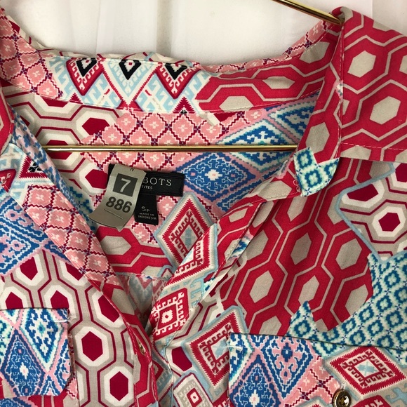 Talbots | patchwork button down blouse - Picture 5 of 7